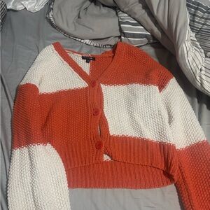 Colorblock Orange and White Women's Sweater